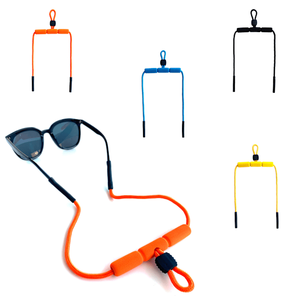 Justerbar Sportsbrille Sikkerhetsholder Flytende Rem Brilleholder, Svart, 4-pakning