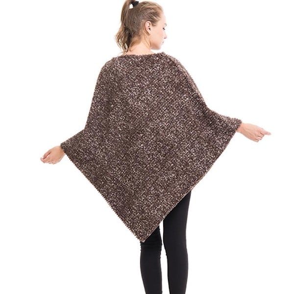 Tykk Trøje Cape Varm Løs Poncho Stor Kappe til Kvinder