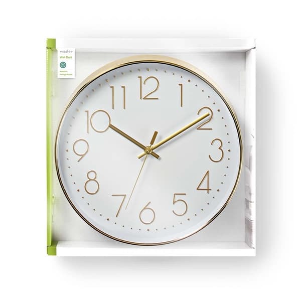 Glad-Nedis Vægur | Diameter: 300 mm | Plast | Guld / Hvid,,768