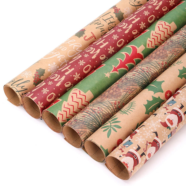 Färgat Kraftpapper Jul Inslagning Papper Present Inslagning Papper Har En Bakre Linje Av 44 × 100CM Present Inslagning Papper Thanksgiving Inslagning P