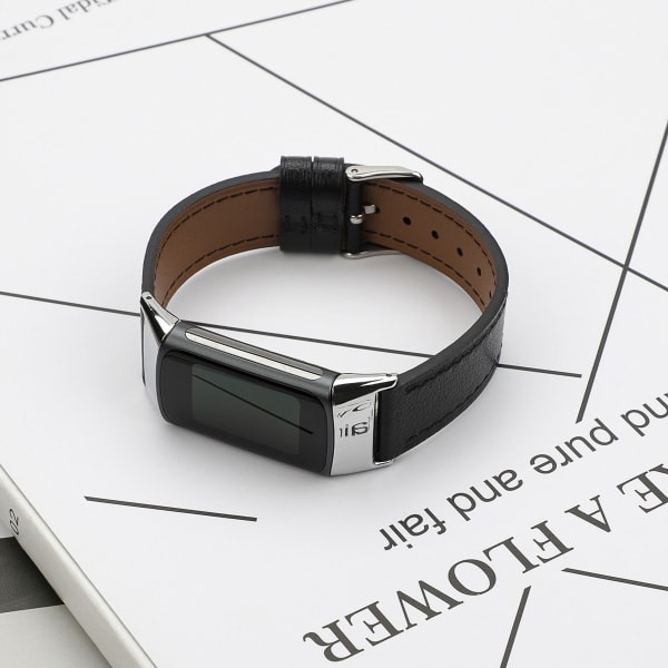 Læderarmbånd Fitbit Charge 5 armbånd læder Sort