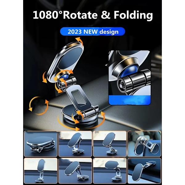 1080° roterbar magnetisk biltelefonholder magnet smartphone support GPS foldbar telefonholder i bil