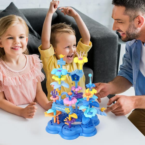 Pædagogisk og alsidigt sammenkoblingsbart haveverdenssæt: DIY-samlelegetøj til intellektuel udvikling - Ocean Interlocking Garden 208pcs