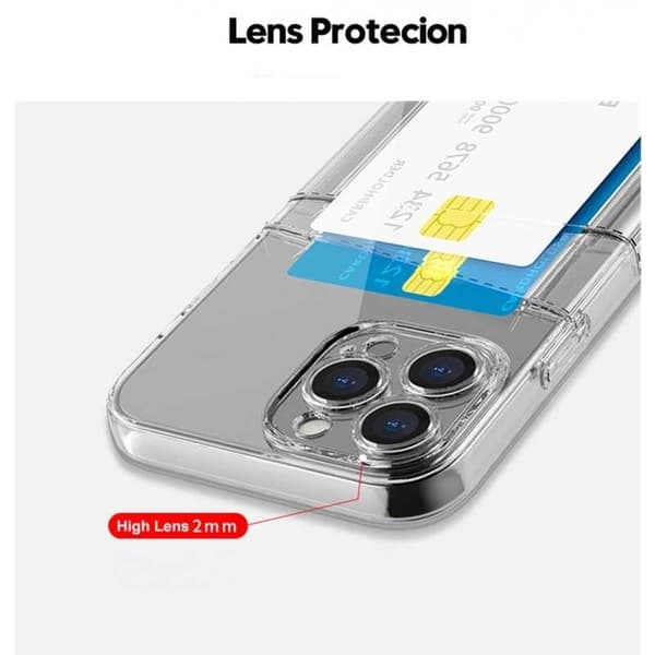 Kompatibel med iPhone 15 Pro Max Støtsikkert Deksel med Kortlomme V2 Transparent transparent