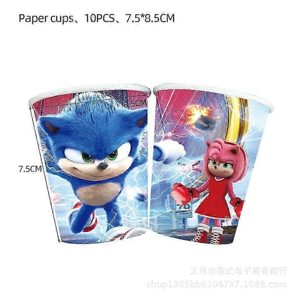 Sonic Papperstallrikar, Pappersmuggar, Pappershanddukar, Risblomlådor, Bordsdukar, Vimplar, Engångs Födelsedagsdukning Balloons-18pcs