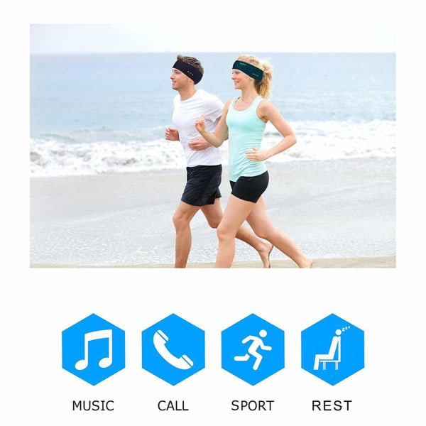 Sleep Headphones - Bluetooth Pannband Hörlurar med Mikrofon Svart