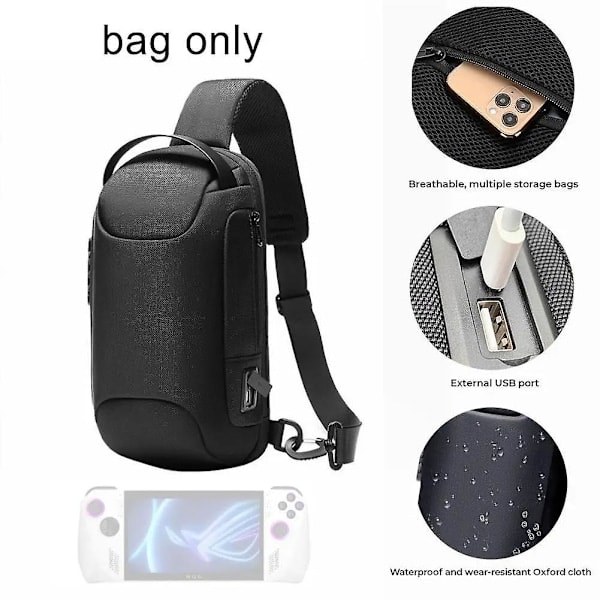 Nytt 7-tommers ASUS ROG Ally tilpasset super oppbevaringsetui Vanntett etui Støtsikkert etui Tyverisikringsbeltelås