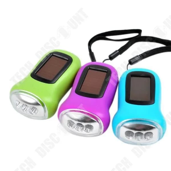 Lommelygte - TECH DISCOUNT - Genopladelig - Solenergi - Multifunktionel - 3 LED Grön