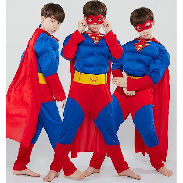 Superman Deluxe Børne Kostume Blå Blue 128