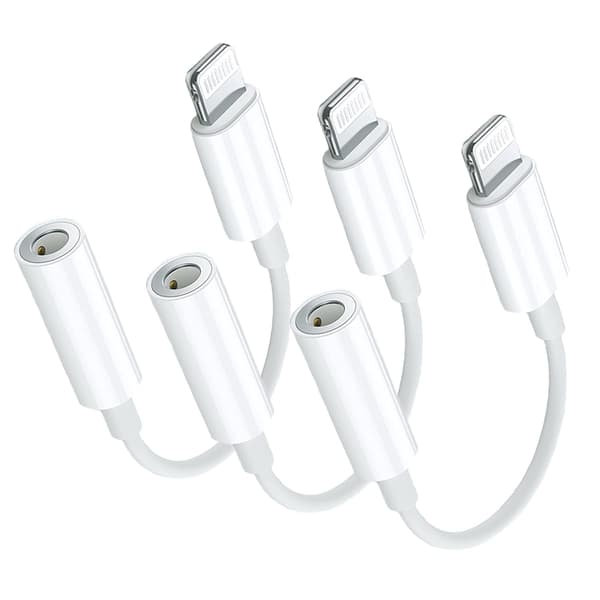 Godt tilbud til lav pris! Lightning til 3,5 mm hovedtelefonadapter - 3-pak - Glad