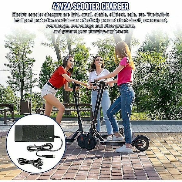 Lader for Xiaomi M365, 42V 2A Elektrisk Sparkesykkel Lader, Hurtiglader for Xiaomi og Ninebot Sparkesykkel, Batteriadapter for Xiaomi M365 og ...