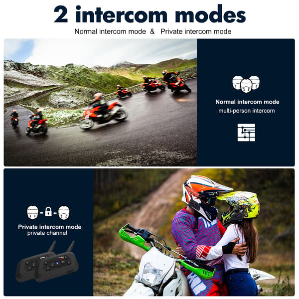 Hjelm Bluetooth Intercom | 1500m Fuld Duplex Motorcykel & Ski Intercom two