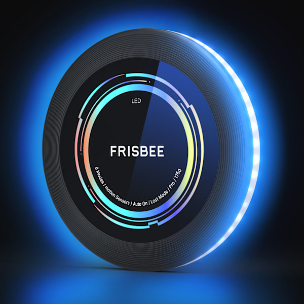 Uppladdningsbar LED Frisbee - 16 miljoner RGB-färger - Smarta lägen - Automatisk tändning - Rolig present till jul, födelsedag och camping blå