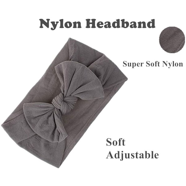 8-pack Baby Girl Nylon Bow Headbands Elastiska Huvudband Hårband Nyfödda Mjuka Huvudband Turban Knuthårband för Småbarn Små Flickor Foto Rekvisita