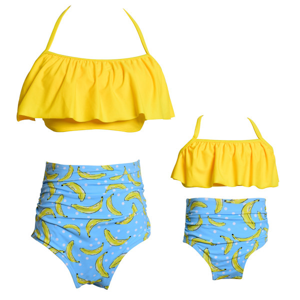 Dam, Flickor Tvådelad Volang Hög Midja Bikini Baddräkt F
