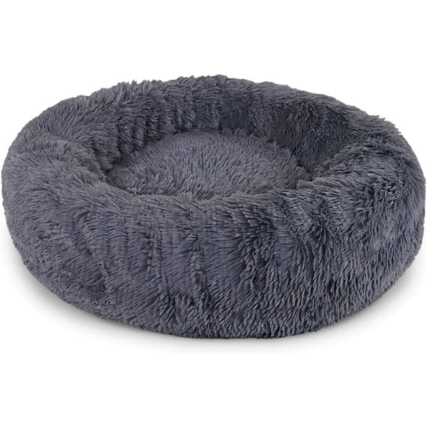 Katte- og hundeseng Pude Lang plys cirkulær (mørkegrå) med en diameter på 40 cm