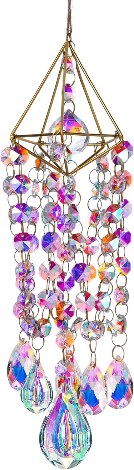 Crystal Catcher Hanging Wind Chime Garden Catcher Rainbow Maker Handmade Gilded Suncatcher