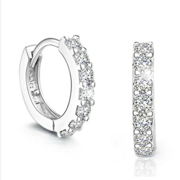 925 Sterling Silver Örhängen för Kvinnor Små Högörhängen Rhinestone Tiny Örhänge Flick Örhängen