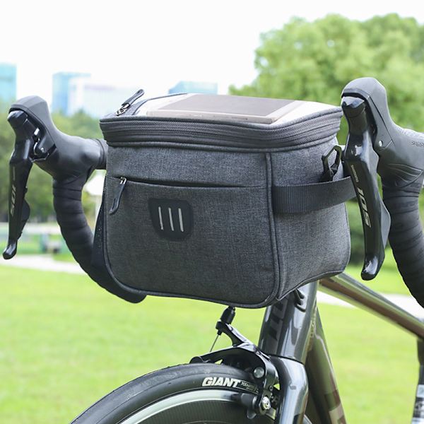 Vandtæt cykelstyr taske, 5l cykeltaske styr, cykelkurv taske med berøringsskærm, styr taske front taske med