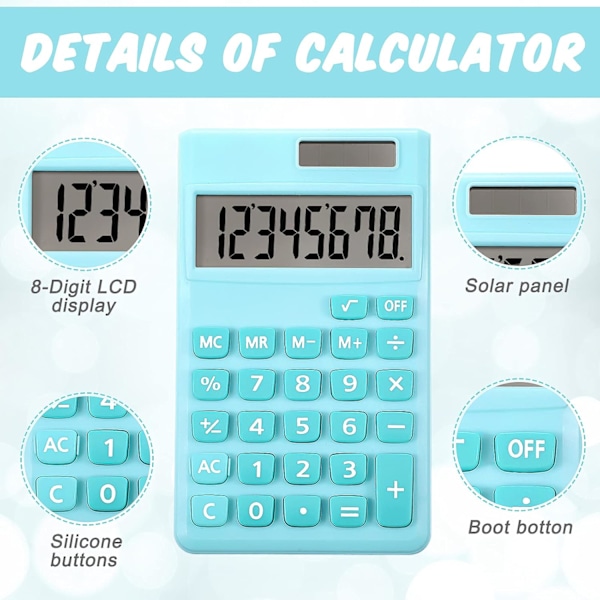 2 st grundläggande standardminiräknare Mini digital skrivbordskalkylator med 8-siffrig LCD-skärm