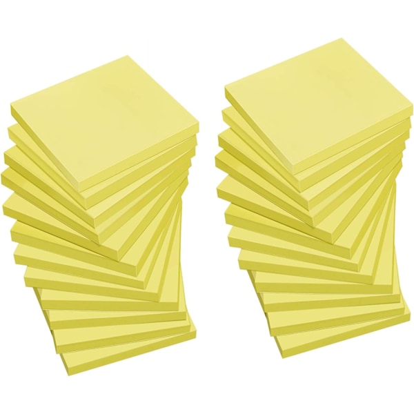 Gule selvklebende lapper, gule post-it-lapper, selvklebende blokker med supersterkt feste, for kontor, skole og hjem. 5 stk