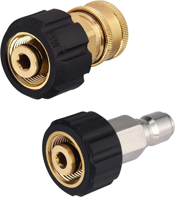 Højtryksrenser slangeadapterkit, M22 til 3/8 hurtigkobling til højtryksrenser slanger, 5000 PSI.