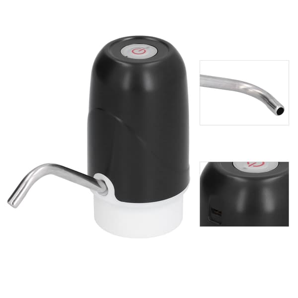 Bärbar USB elektrisk vattendispenserpump, lämplig för hem och kontor, svart.