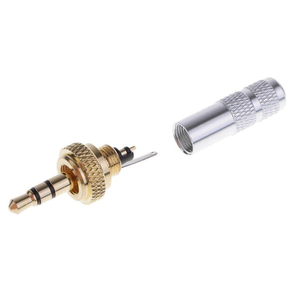 3,5 mm skruvlås stereo jack hane kontakt metall adapter 3,5 mm skruvlås ljud löd adapter silver