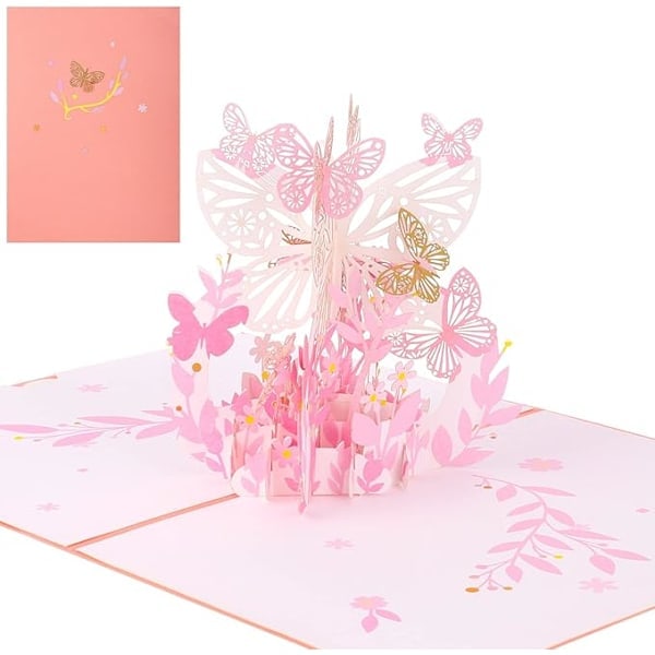 3D Pop Up Grattiskort Fjäril Blomma Julkort Bukett