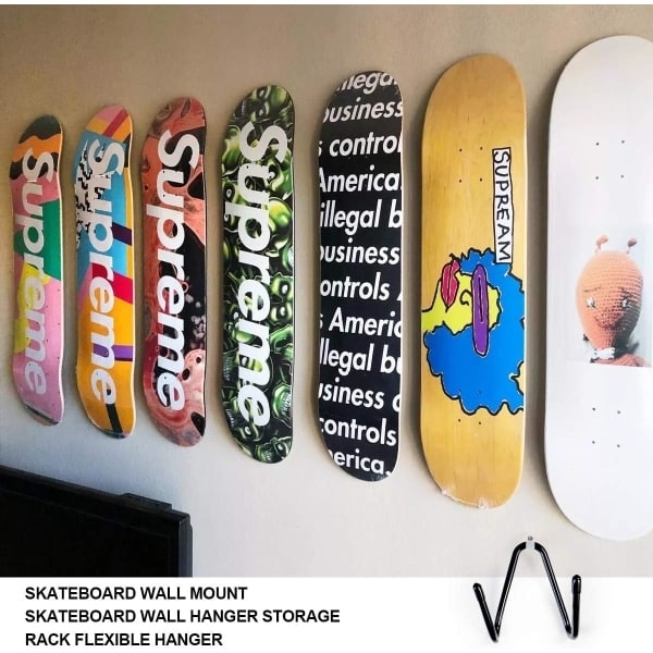 Skateboardhållare Set om 2, Väggmontering, Krokhållare med skruvar för upphängning av skateboards, Väggfästen, Gitarrställ