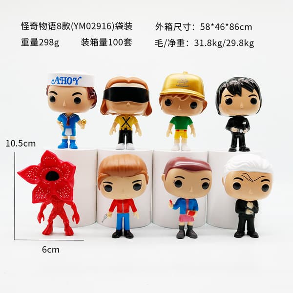 4-tommers Stranger Things Steve the Mind Flayer figur, vinyllegetøjsmodel (8-piece,bagged)