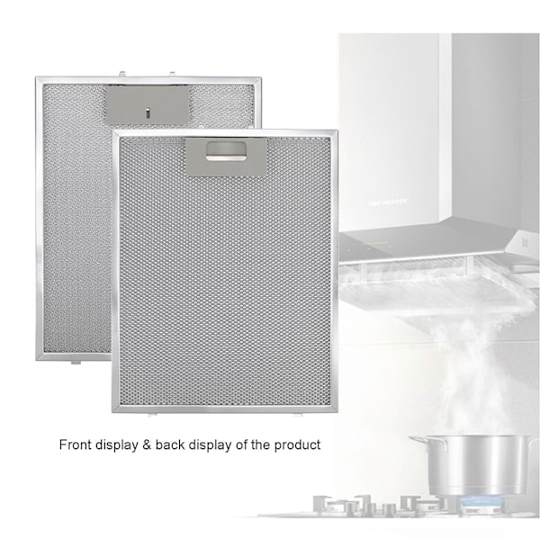 2-pakninger Hettefilter - 300x250mm, Aluminium + Kullfilter
