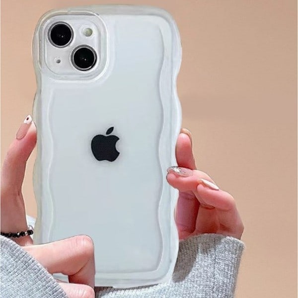Iphone 11Promax; Transparent Vitt Halkfritt Vågformad Kant Telefonskal Transparent TPU Baksida För Iphone 13/12/11