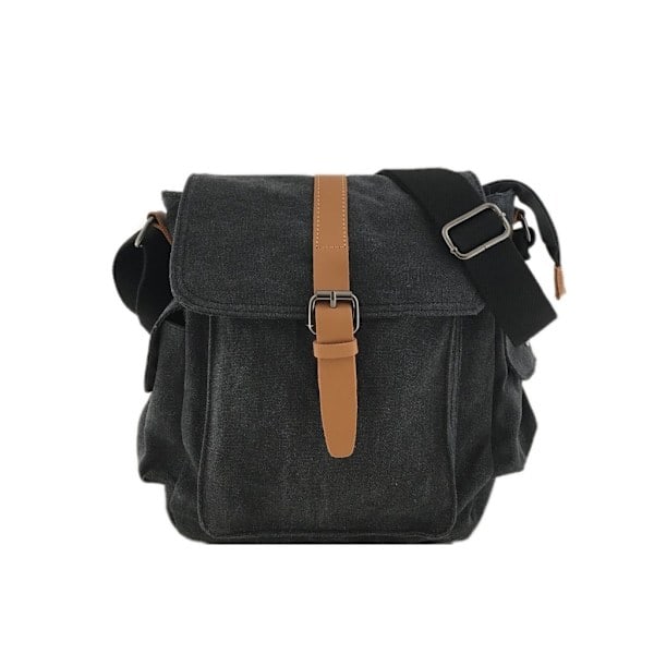 Canvas Messenger Bag Durable Black one size
