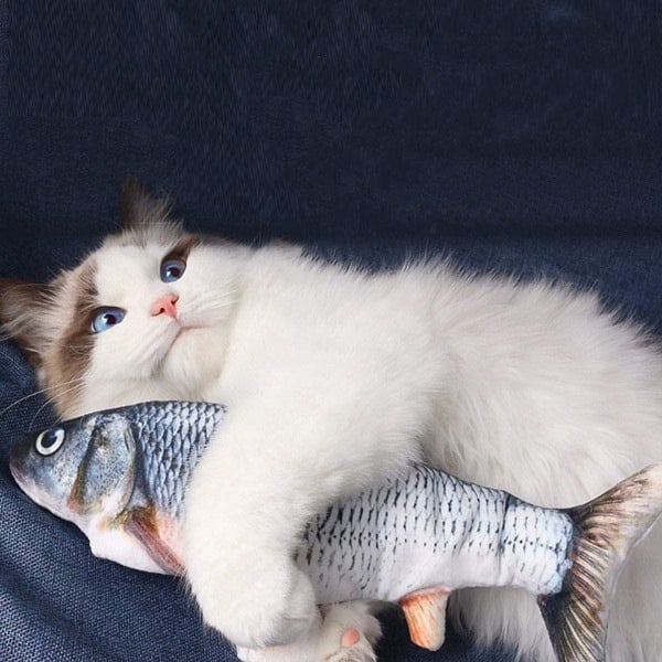 Interaktiv Katt Leksak Spjällande Fisk Grå
