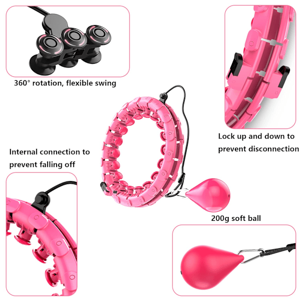 Smart Fitness Hoop, Hula Hoop Viktminskning Rörlig Hoop blå+rosa 2 st