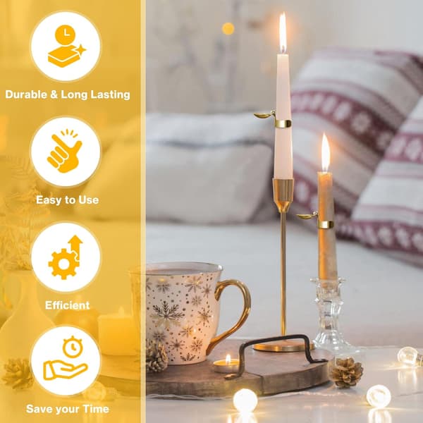 Swedish Candle Snuffer Ring - 8 pcs Automatic Wick Stopper Kit with Storage Box (Gold) gold