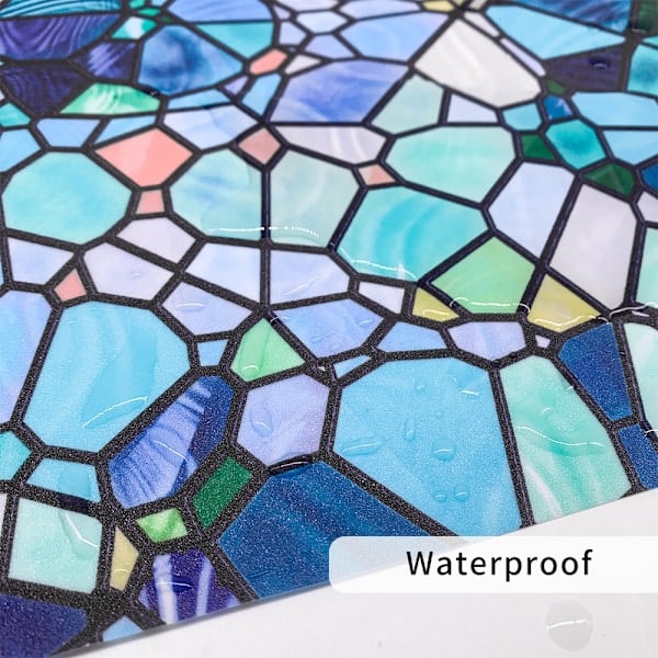 Blue Floral Window Film for Windows (30*200cm), Vinyl