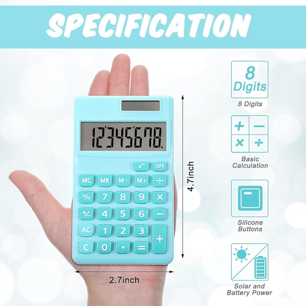 2 st grundläggande standardminiräknare Mini digital skrivbordskalkylator med 8-siffrig LCD-skärm