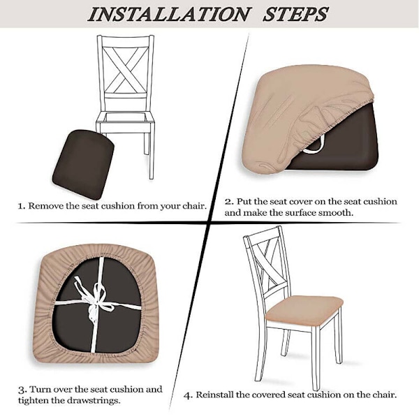 Stretchbara Spisestoltrekk, Avtakbare og Vaskbare Khaki Khaki