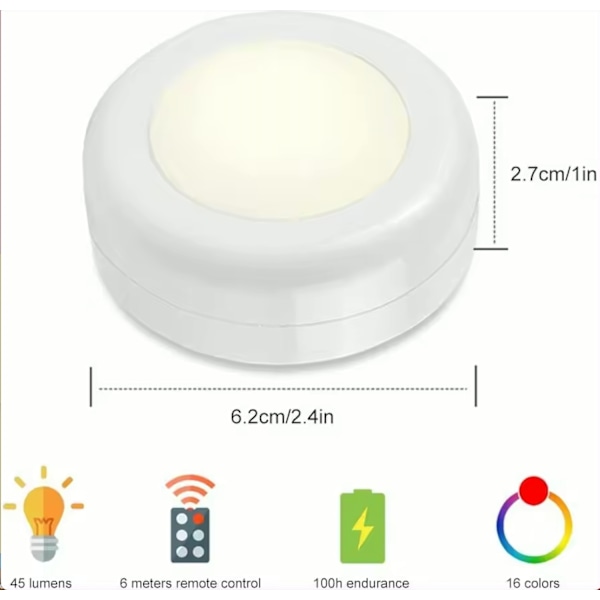 6 stk. LED Spotlights 2 fjernkontroller RGB Design - Flerfargede