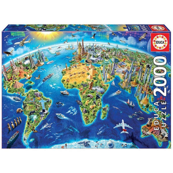 Verdens landemerker Globe Puslespill 2000  17129 multifärg multicolor