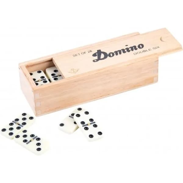 Dubbel 6 domino i låda med 28 stenar Vit