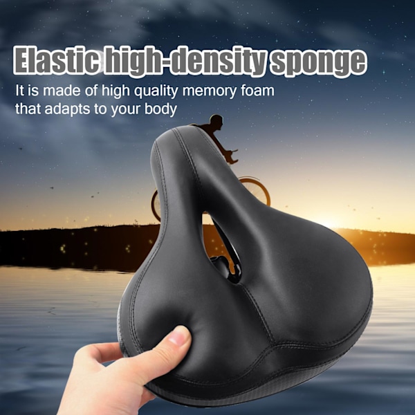 Bicycle Saddle Wide and Shock-Absorbing Black