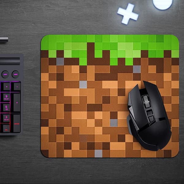 Minecraft Græsblok Musemåtte - Pixel-Stil Gaming & Kontor Skrivebordsmåtte 25x29cm