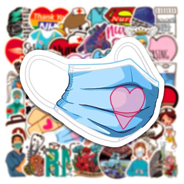 Nurse Stickers: 50 Pcs, Waterproof, PVC multifärg multicolor
