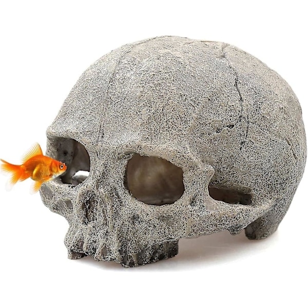 Akvarium Hodeskalle Dekor - Harpiks Akvariedekorasjoner Grotte Betta Fisk Gjemmested Reptilhus For Små Fisker Og Reker