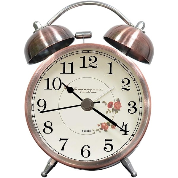 Klassisk Väckarklocka, Vintage Retro Tyst Morgonväckarklocka, Självlysande Analog Väckarklocka för Vuxna Barn, Koppar