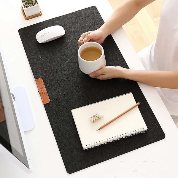 Skrivebordsunderlag 80x30cm Sort Filt - Stor Musemåtte sort black