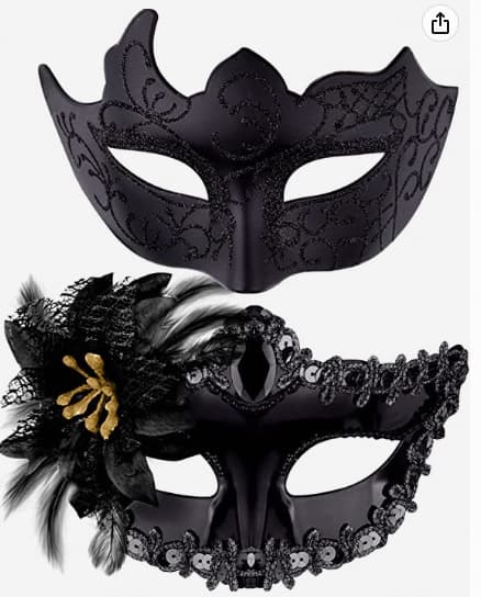 Parmasker, venetianske maskerademasker, blondemasker for kvinner